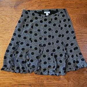 Ann Taylor Black and White Polka Dot A-Line Skirt